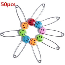 50 Pieces Multicolored Smiley Face Safety Pins for Crafts, Scrapbooking, Sewing, Knitting, Crochet, Lock Stitch, Baby Marker