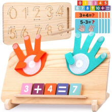 Giocattoli educativi Montessori per bambini dai 2 ai 4 anni: lavagna numerica e per le dita a doppia faccia, blocchi numerici colorati.