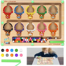 Gioco magnetico - Montessori - Labirinto per bambini - Legno naturale - Età 3+ - Colori vivaci