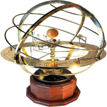The retro metal model solar system ornament can be rotated and has a scale; metal solar system model, handcrafted.