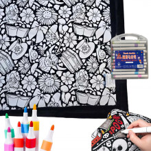 (Highland Cow K) Diy Coloring Blanket Washable Fuzzy Velvet Creative Art Project Painting Blanket With 24 Colored Markers