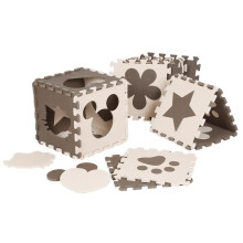 Tapis puzzle en mousse EVA pour enfants et bébés - YIS - 12 pièces de 32,5 x 32,5 cm - Beige/Marron