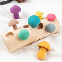 Jeu de cueillette de champignons arc-en-ciel en bois pour enfants - Montessori - Montage facile