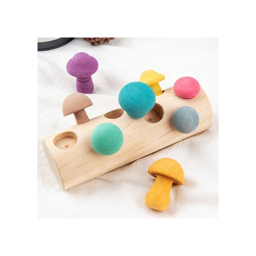Aihontai Rainbow Wooden Mushroom Picking Game For Children - Montessori - Easy Assembly