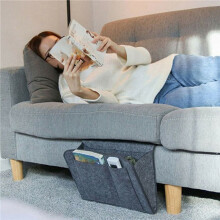 Bedside Storage Organizer Anti-Slip Bedside Bag Bed Sofa Side Pouch Hanging Couch Storage Beige