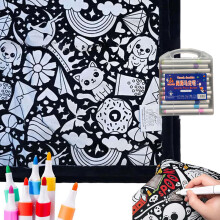 (Happy Graffiti J) Diy Coloring Blanket Washable Fuzzy Velvet Creative Art Project Painting Blanket With 24 Colored Markers