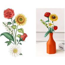 Blocs de construction Bouquet - 568 pièces - Orange - pour enfants - Plastique ABS