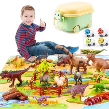 Jouet dinosaure avec tapis d'activités - 69 figurines réalistes - Cadeau pour enfants - Garçons et filles