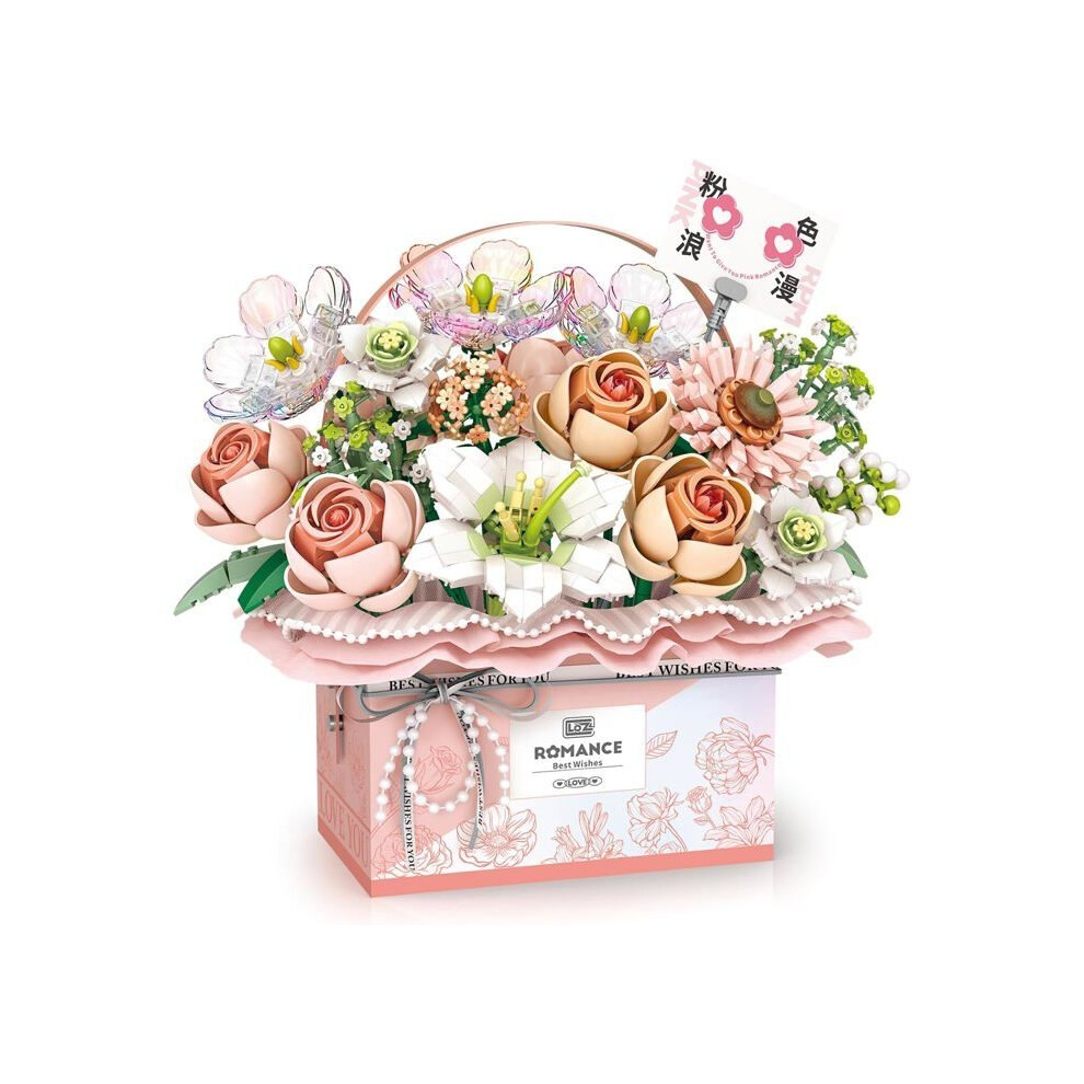 Aihontai Flower Bouquet Building Block Model Kit, Portable Gift Box, Rose Bouquet, Bonsai, Construction Toy