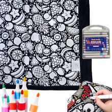 (Fruit H) Diy Coloring Blanket Washable Fuzzy Velvet Creative Art Project Painting Blanket With 24 Colored Markers