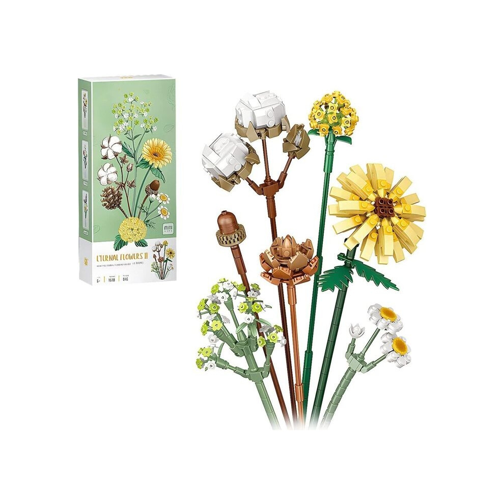 Aihontai Set Of 646 Building Blocks For A Flower Bouquet - Creative Construction Kit - Mother's Day Gifts, Vase Not Included