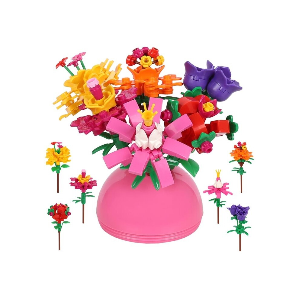 Aihontai Creative Building Block Bouquet, 6 Ball Flowers, Diy Set 6+
