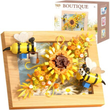 Jeu de construction de bouquet de fleurs, blocs de construction tournesol, kit de construction abeille et fleur, cadre photo tournesol,