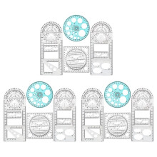 12Stuks Multifunctionele Geometrische Heerser Tekengereedschappen Plastic Heerser Set Wiskunde Meten Cirkel Tekening Heersers