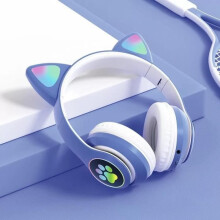 Cuffie da gioco Bluetooth con LED, ricaricabili e pieghevoli, wireless, con microfono integrato, idea regalo originale, blu.