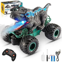 Macchinina giocattolo a forma di dinosauro telecomandata - Fuoristrada - Luci a LED - Per bambini dai 3 agli 8 anni