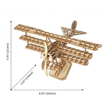 Modello di biplano in legno 3D - ROBOTIME - Modello di biplano - Giocattolo da costruzione - Giocattolo educativo