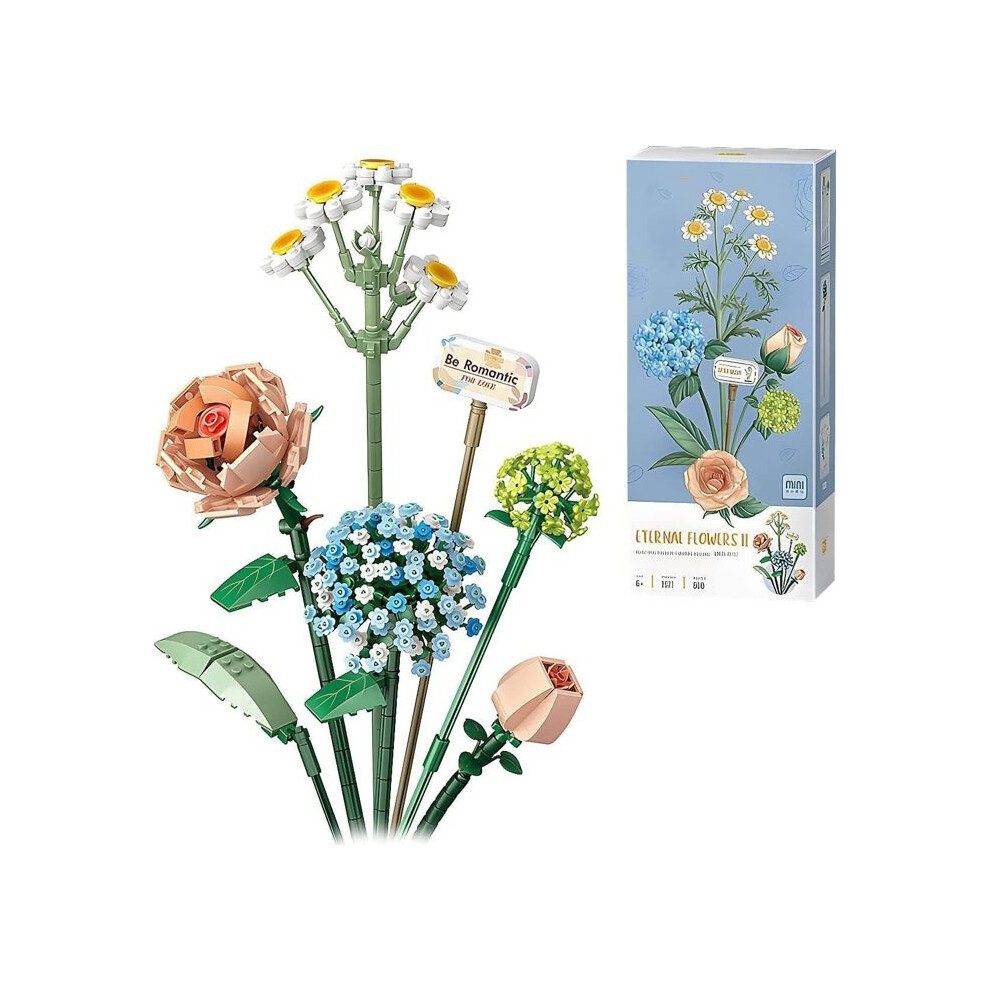 Aihontai Flower Bouquet Building Blocks, 680 Pieces Mini Creative Flower Collection Of Artificial Flowers (Vase Not Included)