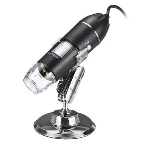 TEMPSA USB Digital Microscope - 1080P HD 2MP 8 LEDs 1600X - Black