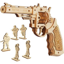 Wooden Gun Assembly Model - Build-Your-Own Gun with Rubber Bands - Wooden Mechanical Puzzle for Children and Adults