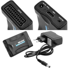 EMEBAY - 1080P HDMI to SCART/Peritel Video Audio Converter Signal Adapter for CRT TV, VHS, VCR, DVD, Supports NTSC and PAL