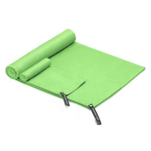 (Light green) 3 Sizes Microfiber Quick Dry Travel Towel Set for Camping, Beach, Gym, Sports, Yoga & Swimming Pool