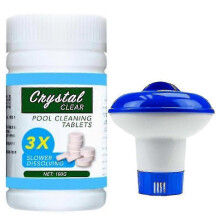 100g Pool Cleaning Tablet & Floating Chlorine Chemical Dispenser Set for Spa Hot Tub Swimming Pools