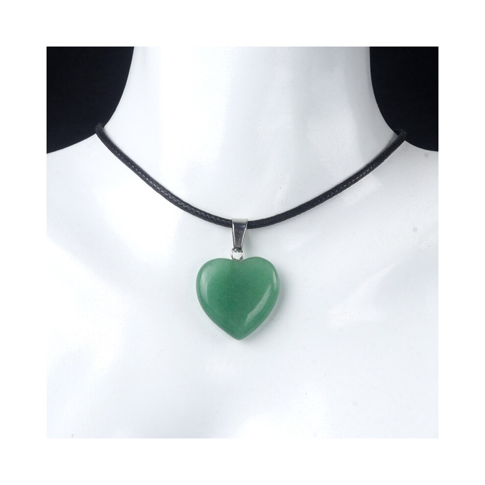 (Red Agate) Quartz Heart Pendant Necklace - Gemstone Natural Crystal Chakra Healing Jewellery
