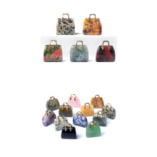 (Tiger's Eye) Natural Crystal Quartz Mini Handbag Pendant | Carved Stone Accessories & Handicrafts