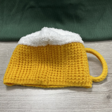 (Yellow) 3D Beer Cup Hats Beanie party Unisex Hairline Cap Beer Lovers Ear Warmers For Women Men