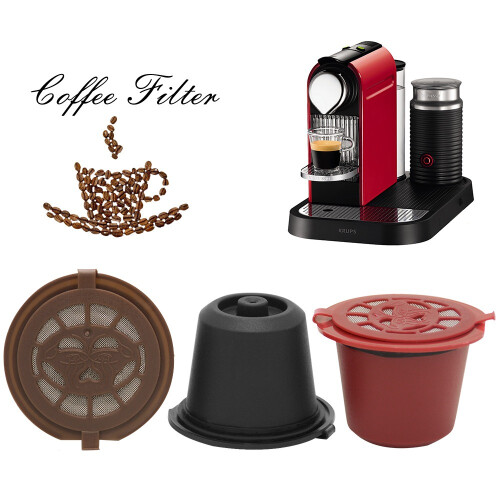 (Red) 1pc Refillable Reusable Coffee Filter Capsule Pod for Nespresso Machines 1