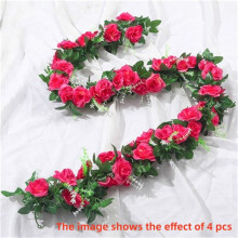 (Champagne) 2.2m Artificial Silk Rose & Leaf Garland for Home, Wedding, Garden Décor