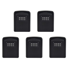 5X Key Lock Box Wall Mounted 4 Digit Combination Lock Box for House Key Security Key Storage Lock Box Black