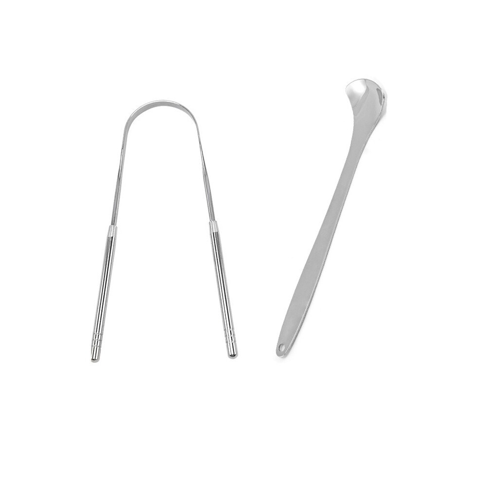 (C) 2X Stainless Steel Tongue Cleaner Scraper for Dental Hygiene & Oral Care