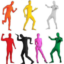 (140CM, White) Full Bodysuit Unisex Adult Costume Hood Spandex Stretch Unitard Body Suit