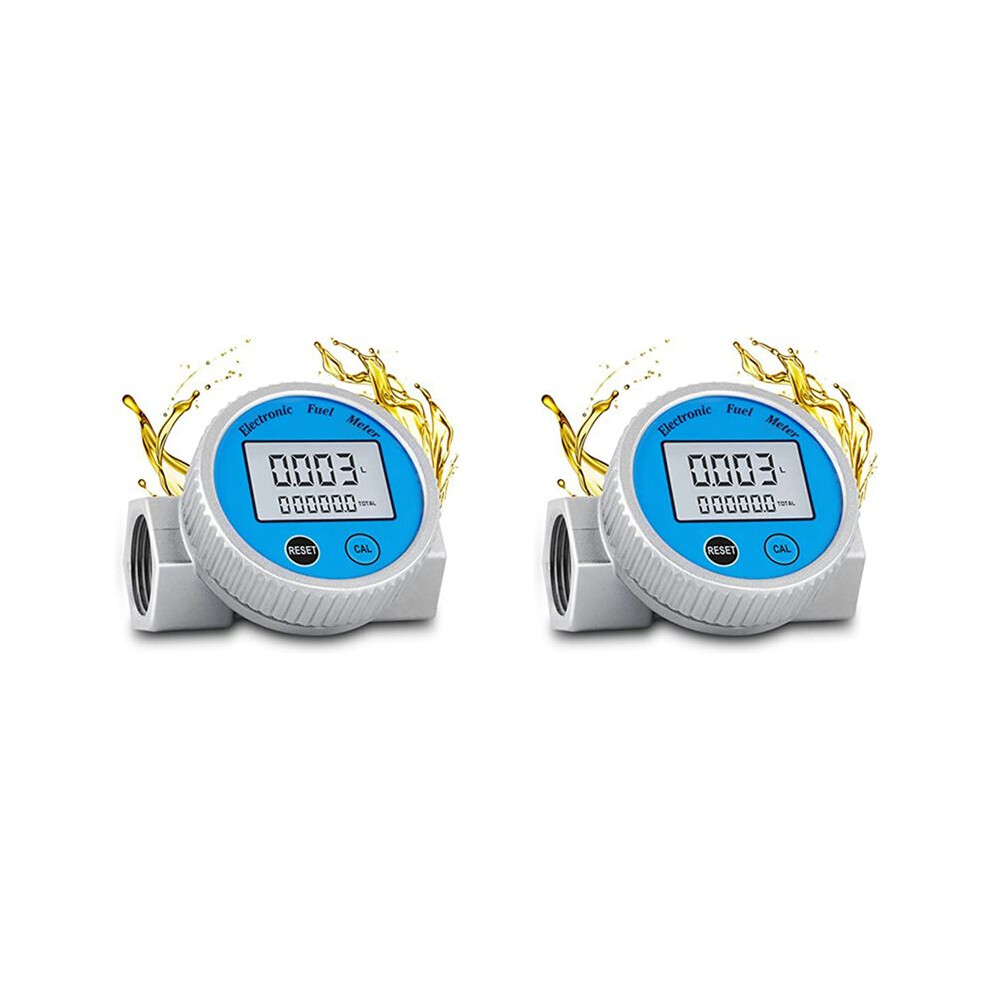 2X Turbine Flow Meter Digital Fuel Flowmeter 2.37-26.41Gpm For Water Fuel Methanol Kerosene Oil,1In Npt 6031917196849