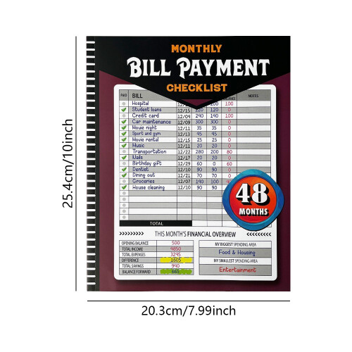 (A) 48-Month Bill & Debt Payment Tracker: Monthly Checklist Notebook 1