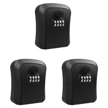 3X Key Lock Box, Wall-Mounted Zinc Alloy Key Box 4-Digit Combination Key Storage Lock Box