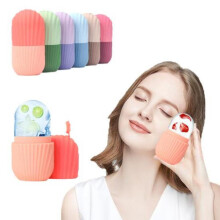 (Pink) Ice Face Roller Mold Set Anti-Slip Ice Tray with Lid Reusable Cold Therapy Beauty Tool