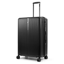 LUGG AirGlide 24in Hard Shell Lightweight Suitcase Polycarbonate Travel Luggage, TSA Lock, Spinner Wheels 66x45.5x27cm, Black
