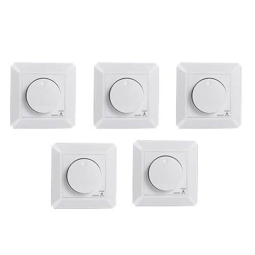 5X LED Dimmer , Flush-Mounted Dimmer for Dimmable LED and Halogen, 5-300 W Dimmer  LED, Phase Control Dimmer