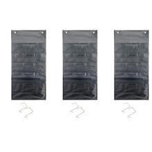 3X 5 Pocket Heavy Duty Storage Pocket Chart with Nametags - 6 over Door Hangers Included, Hanging Wall File Organizer