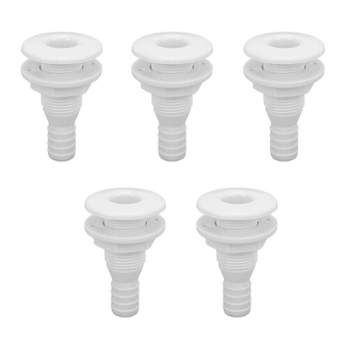 5X Boat Water Drain Scupper ABS 3/4in White Through Hull Connector Hose Coupling Drain Outlet Replacement Hardware