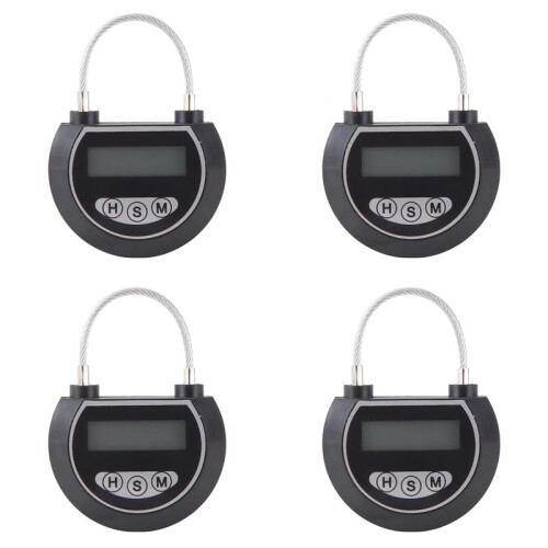 4X Electronic  Lock Timer Lock Container Multi Function  Lock Bin for Toys Black
