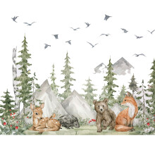Autocolante de perete cu pin, autocolante de perete autoadezive cu scene de pădure, material PVC de înaltă calitate, asigură un decor sigur și