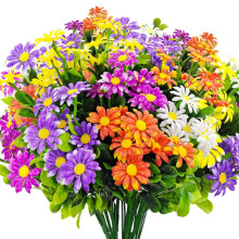 Elegancia perenne, crisantemos artificiales de margarita de aspecto realista, flores de seda sin mantenimiento con protección UV, no se decoloran