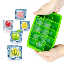 (Rose red) 15 Grids Silicone Ice Cube Tray Large Mould Mold Giant Maker 3x3x3 CM Square