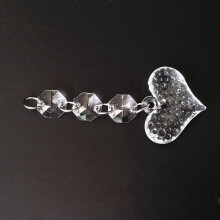 Remplacement de cristaux pour lustres, ornements en forme de cœur en cristal avec décor en acrylique transparent et anneaux brisés en métal pour