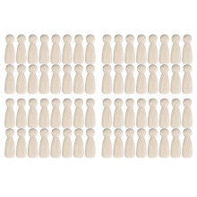 64 Pcs People Shapes, Male&Female Decorative Wooden Doll People, Unfinished Wooden Peg Doll Bodies