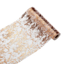 Chemin de table doré au design attrayant, coupe flexible pour une décoration de fête personnalisée, matériau en fibre de polyester de haute